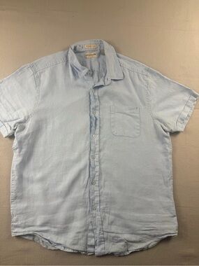 Natural blue by Visitor Men's Casual Light Blue Short-Sleeve Button-Down Shirt